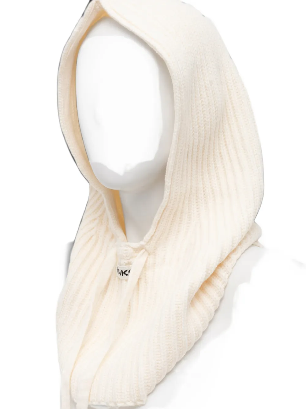PINKO ribbed-knit drawstring balaclava Beige