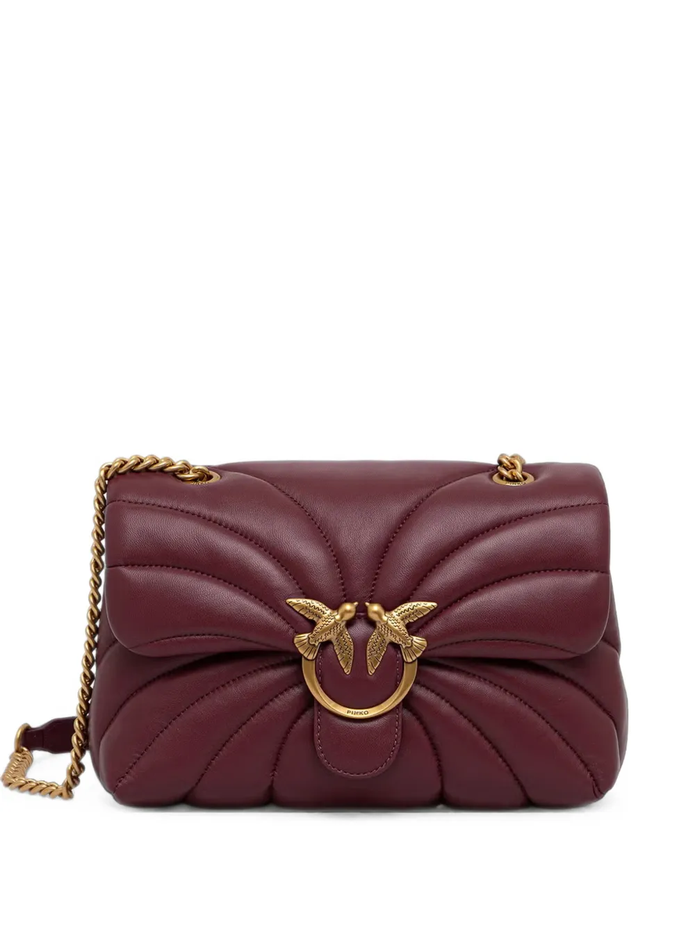 PINKO Love Birds chevron-quilted crossbody bag - Rosso