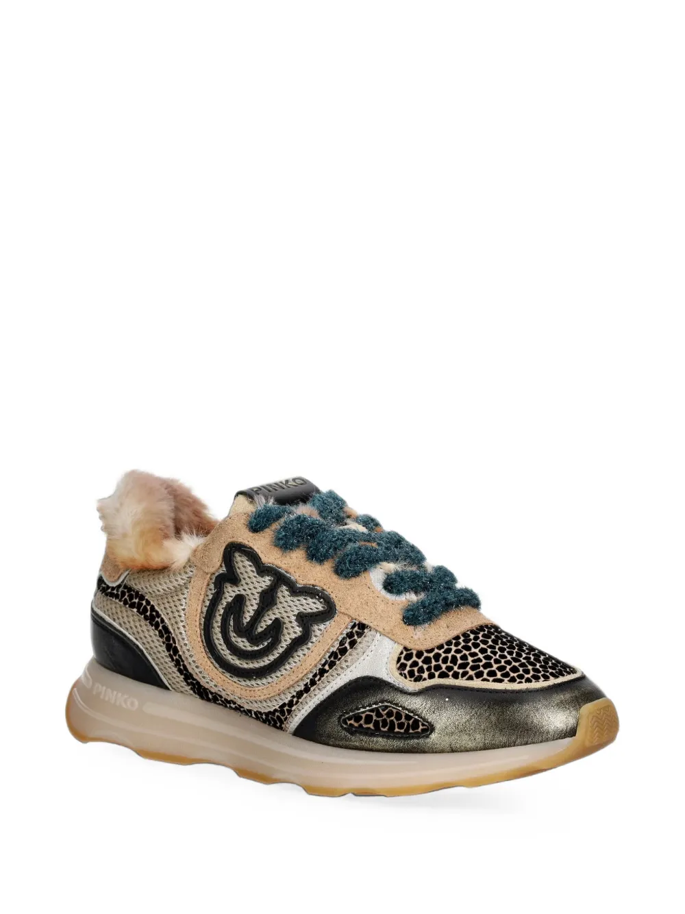 PINKO Love Birds animal-print sneakers Beige
