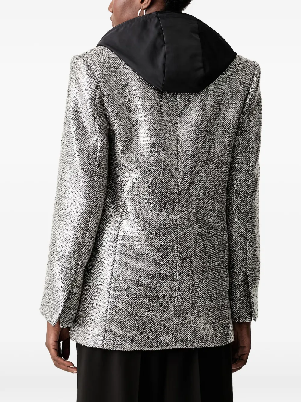 PINKO sequin-embellished herringbone blazer Zilver