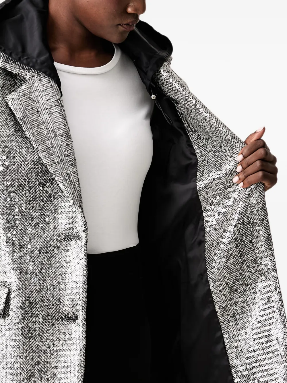 PINKO sequin-embellished herringbone blazer Zilver