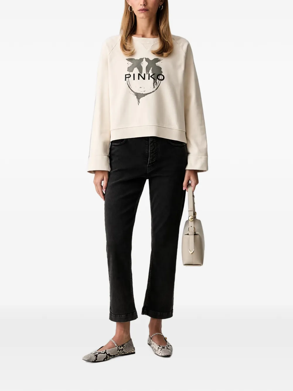 PINKO Jeans met Love Birds-borduurwerk Zwart