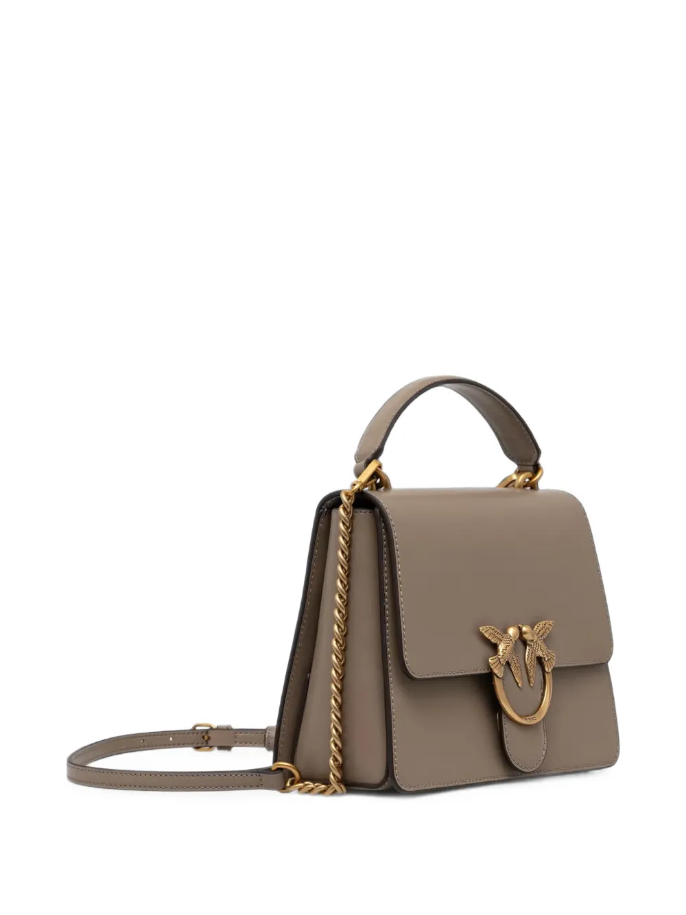 PINKO Love Birds leren schoudertas Beige