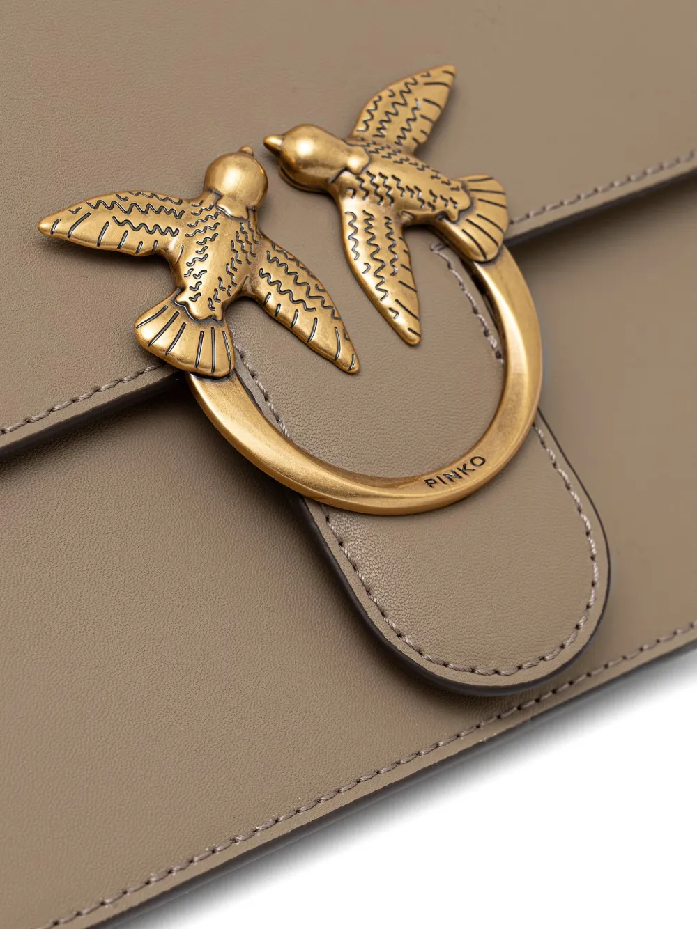 PINKO Love Birds leren schoudertas Beige