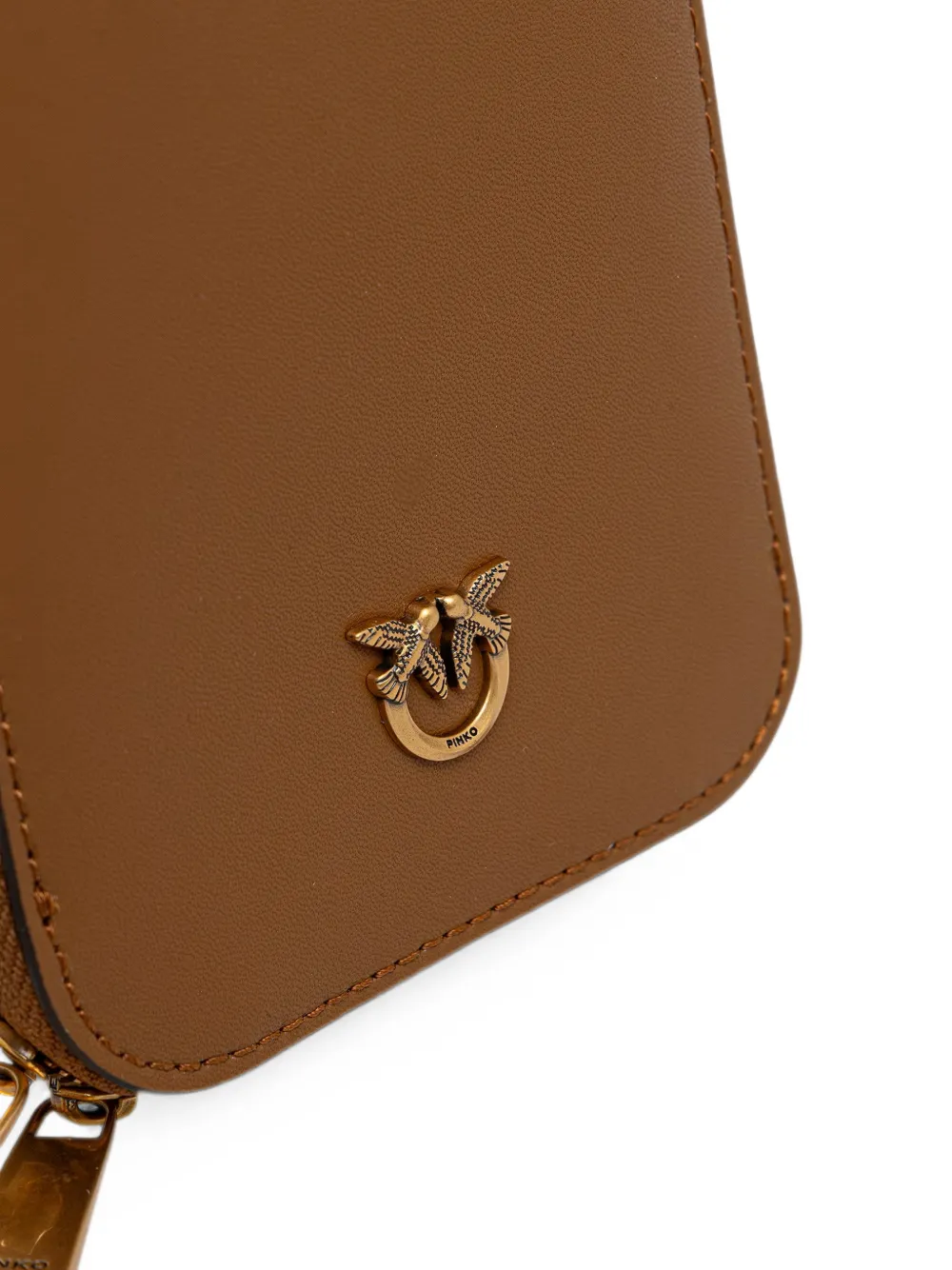 PINKO Love Birds leren telefoontas Bruin