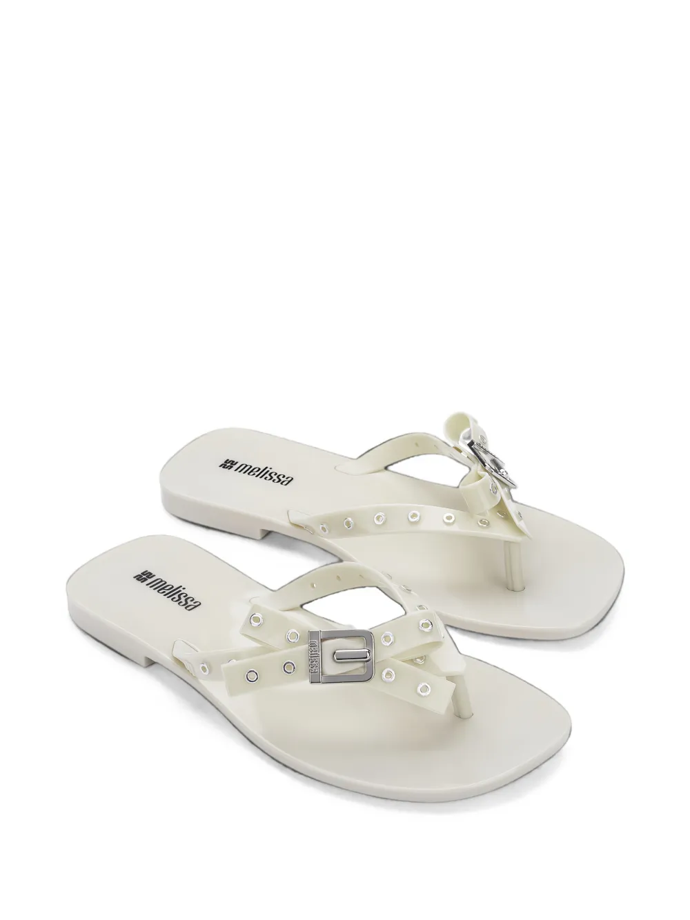 Melissa Harmonic Squared bow-detail flip-flops Beige