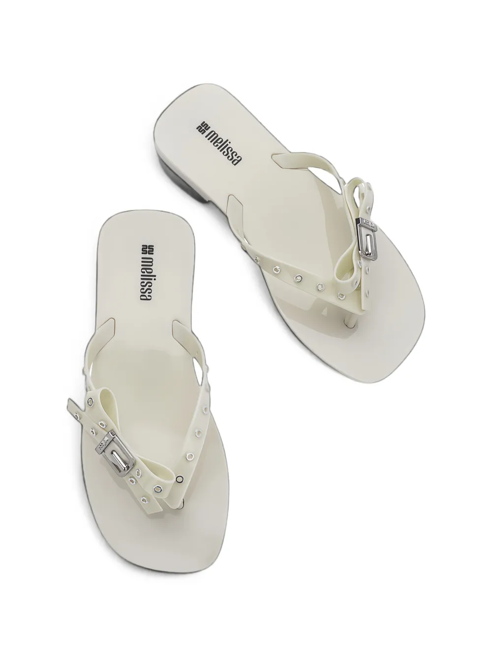 Melissa Harmonic Squared bow-detail flip-flops Beige