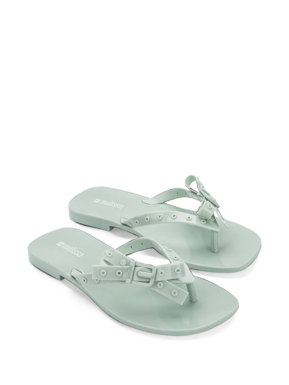 Melissa Harmonic Squared bow-detail flip-flops Groen