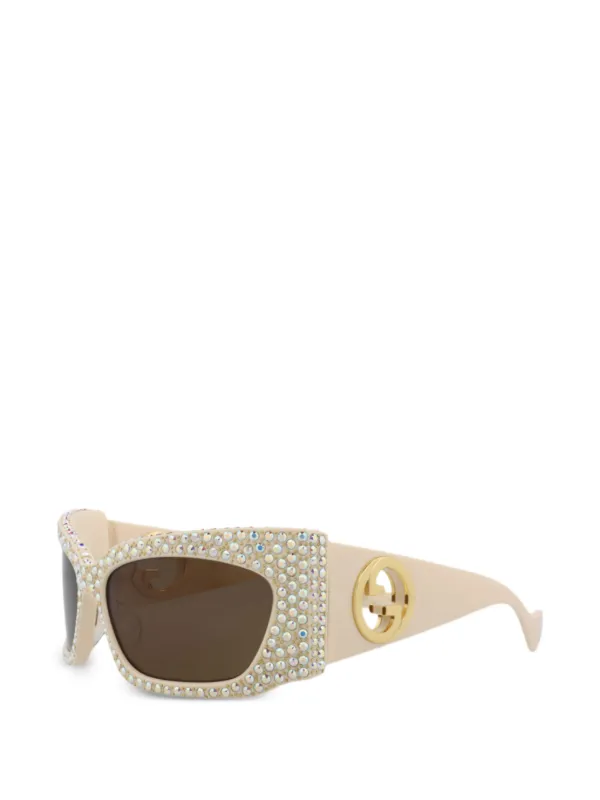 Gucci Crystal-embellished Sunglasses in Neutrals