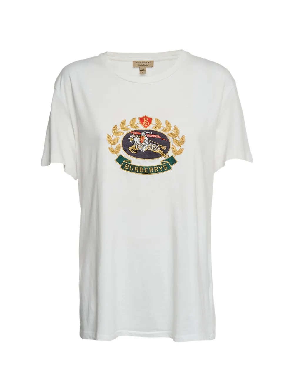 Burberry Pre-Owned crest-embroidered T-shirt - Bianco