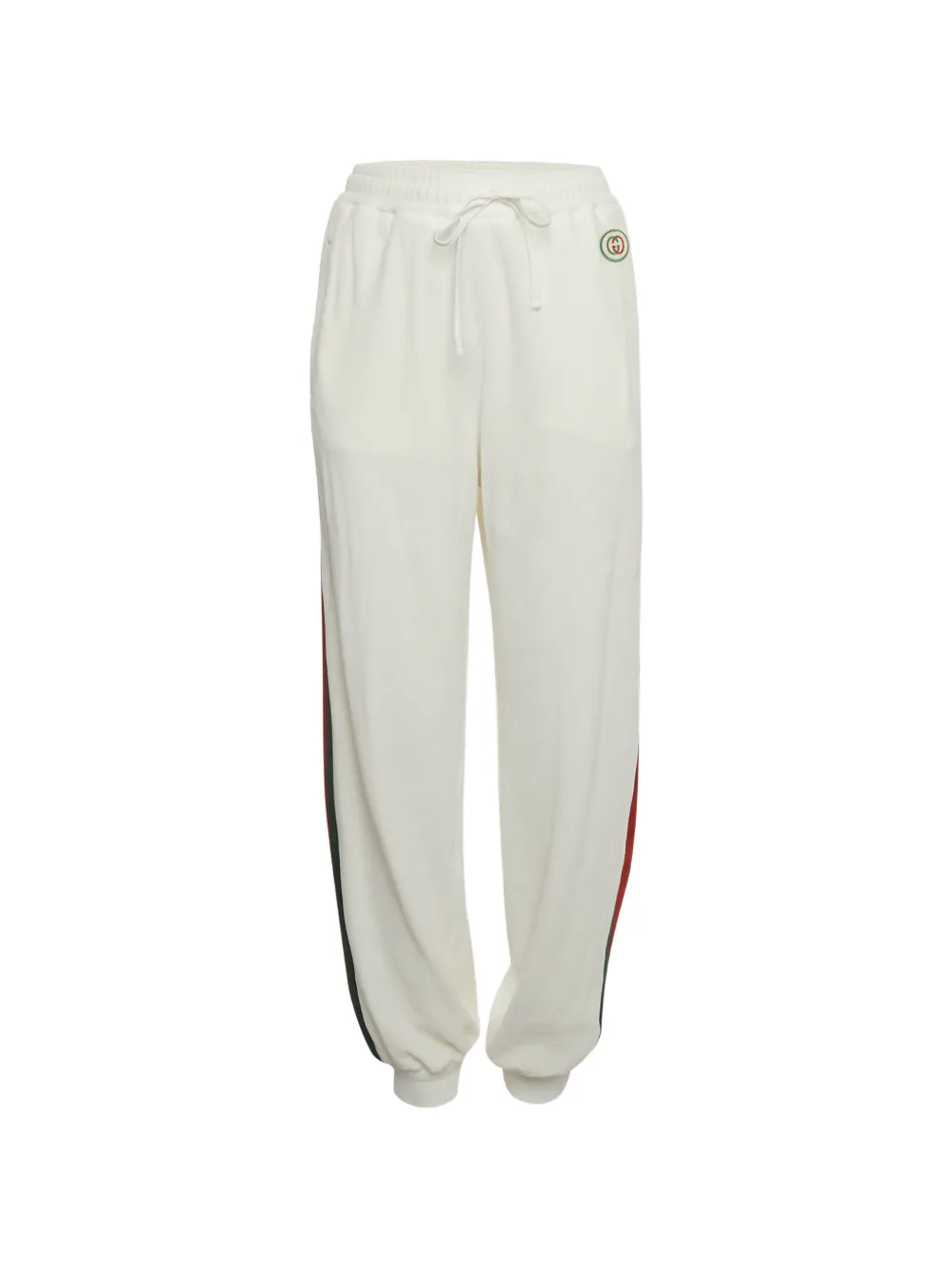 Gucci Pre-Owned Web-stripe velvet track pants - Bianco