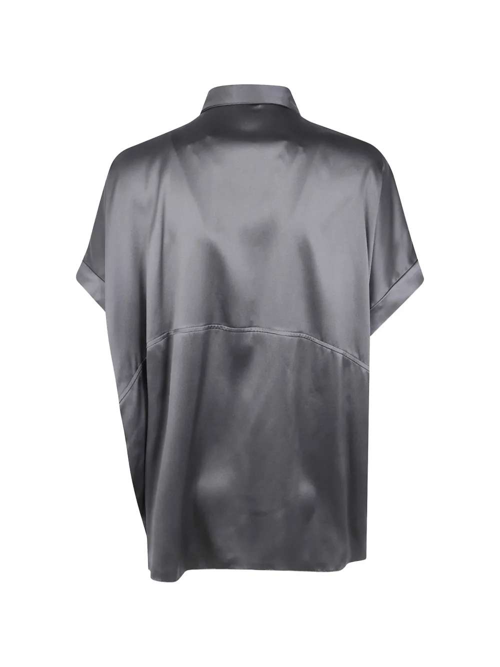 Brunello Cucinelli Zijden blouse met monili-ketting Grijs