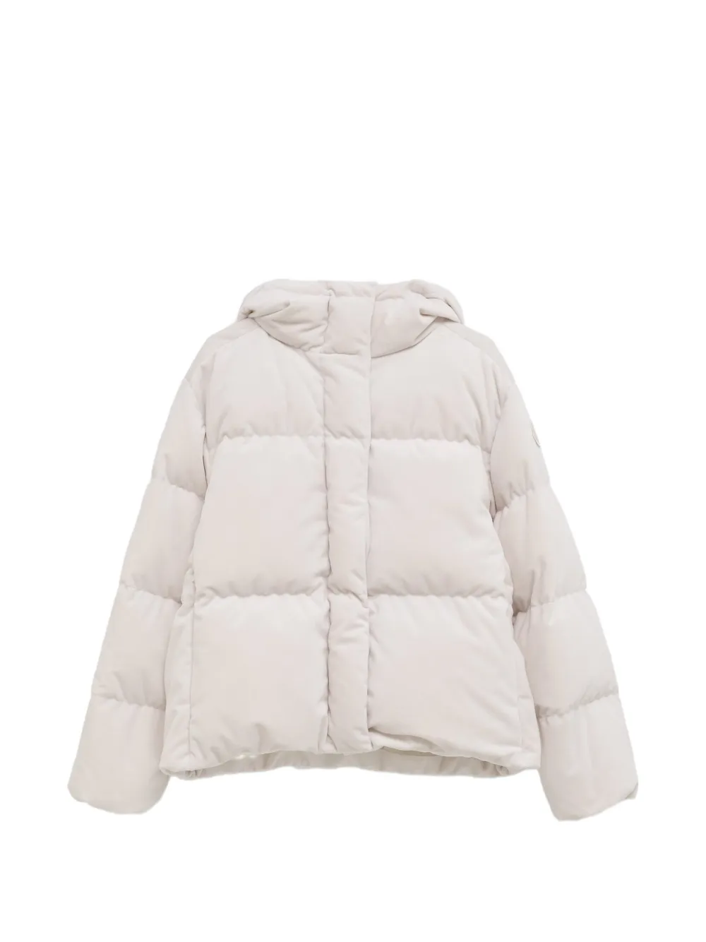 Moncler Enigme hooded chenille short down jacket Wit