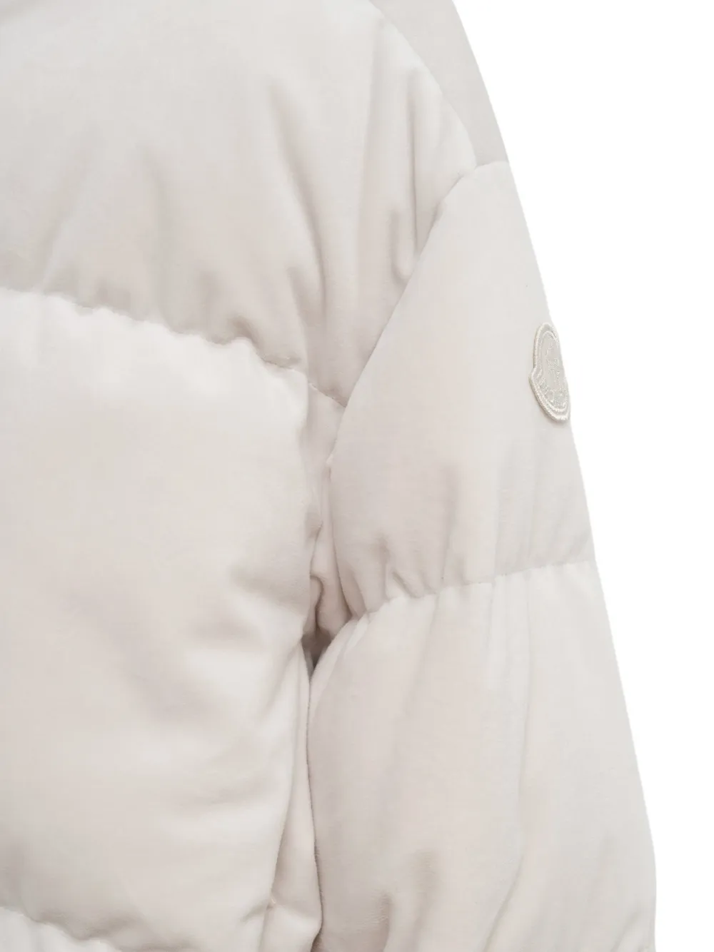 Moncler Enigme hooded chenille short down jacket Wit