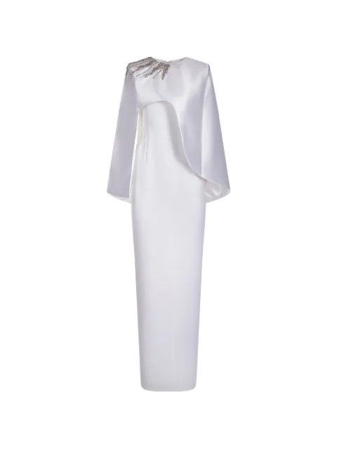 ARAFTU Maxikleid mit Cape-Overlay und Kristallen