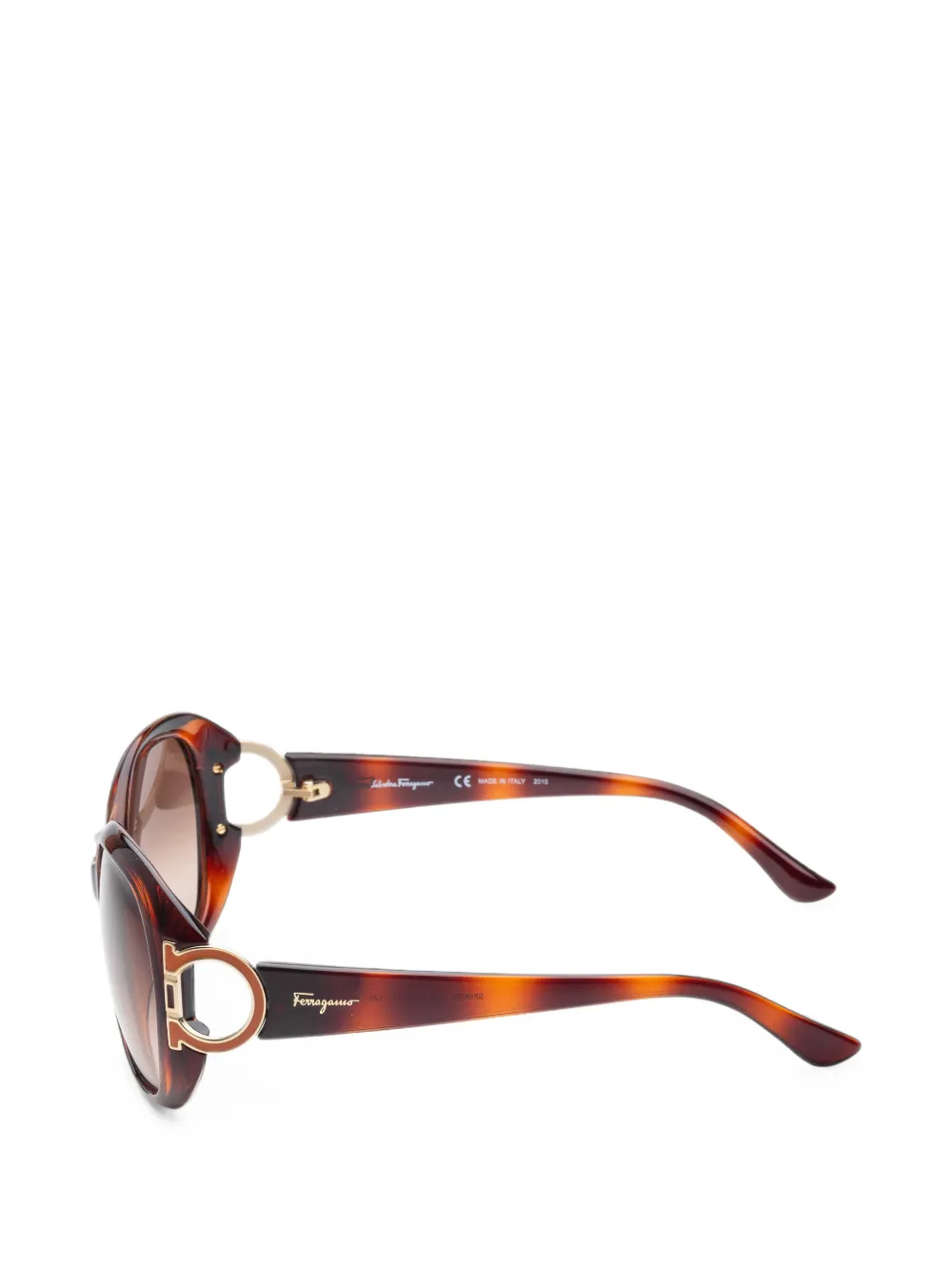 Ferragamo Eyewear Zonnebril met geometrisch montuur en Gancini-detail Bruin
