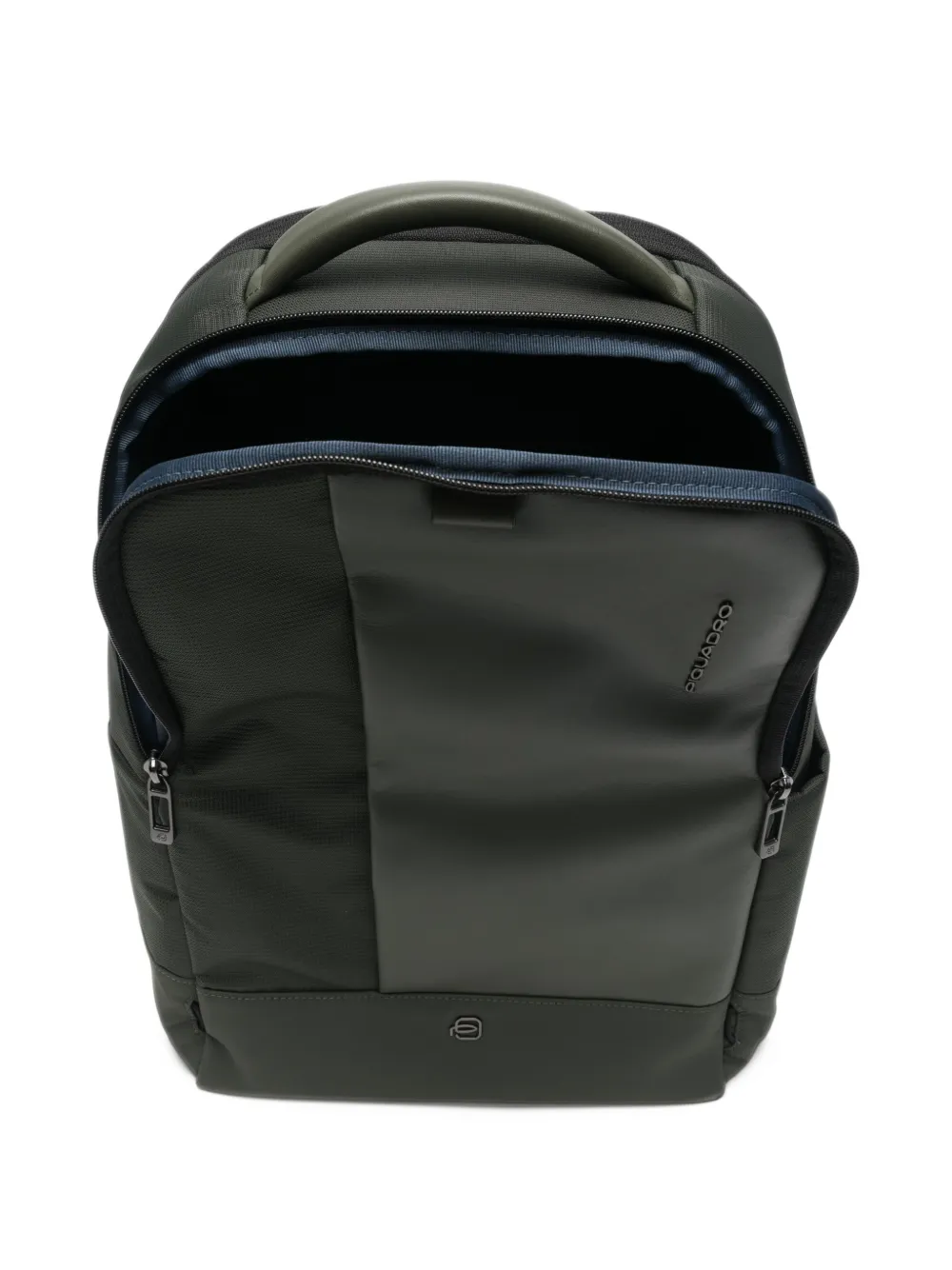 PIQUADRO panelled logo-plaque backpack Groen