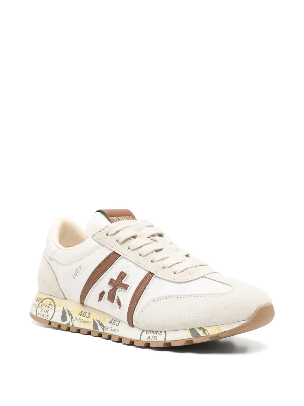 Premiata Lucy logo-patch sneakers Beige