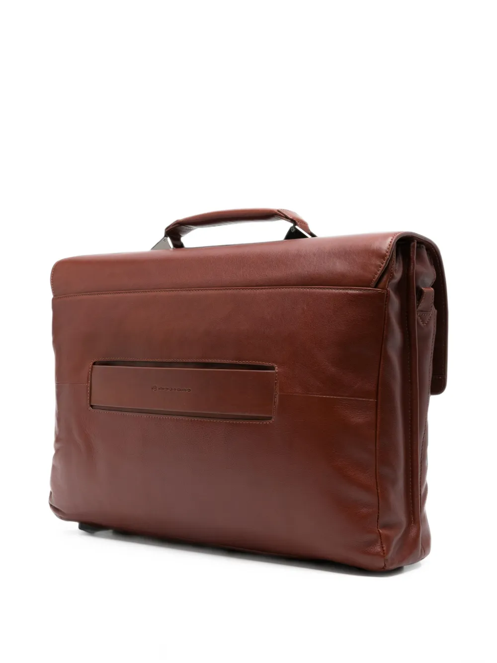 PIQUADRO Victor logo-plaque leather briefcase Bruin