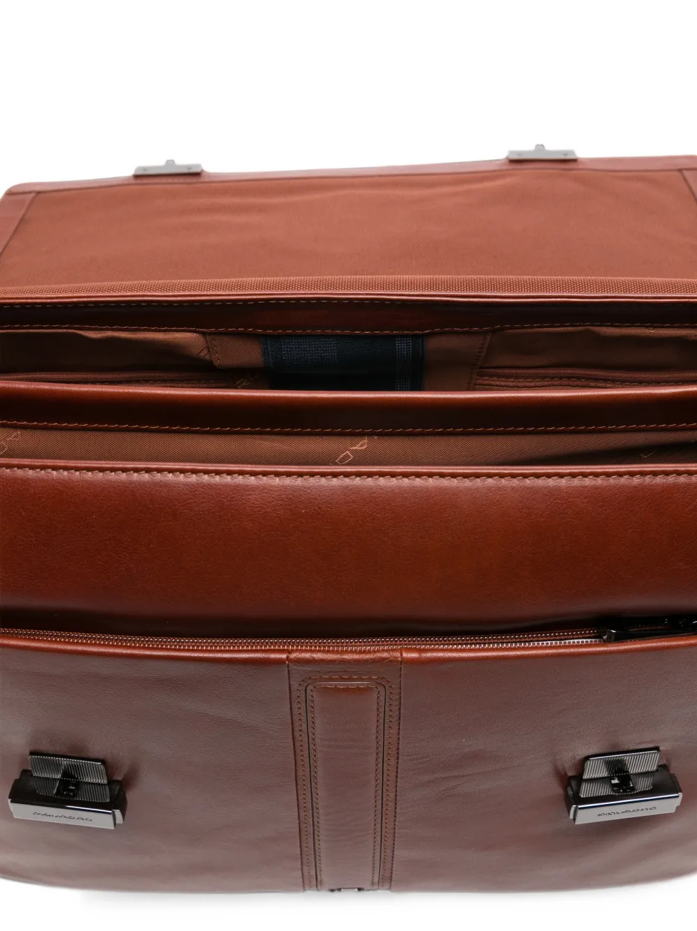 PIQUADRO Victor logo-plaque leather briefcase Bruin