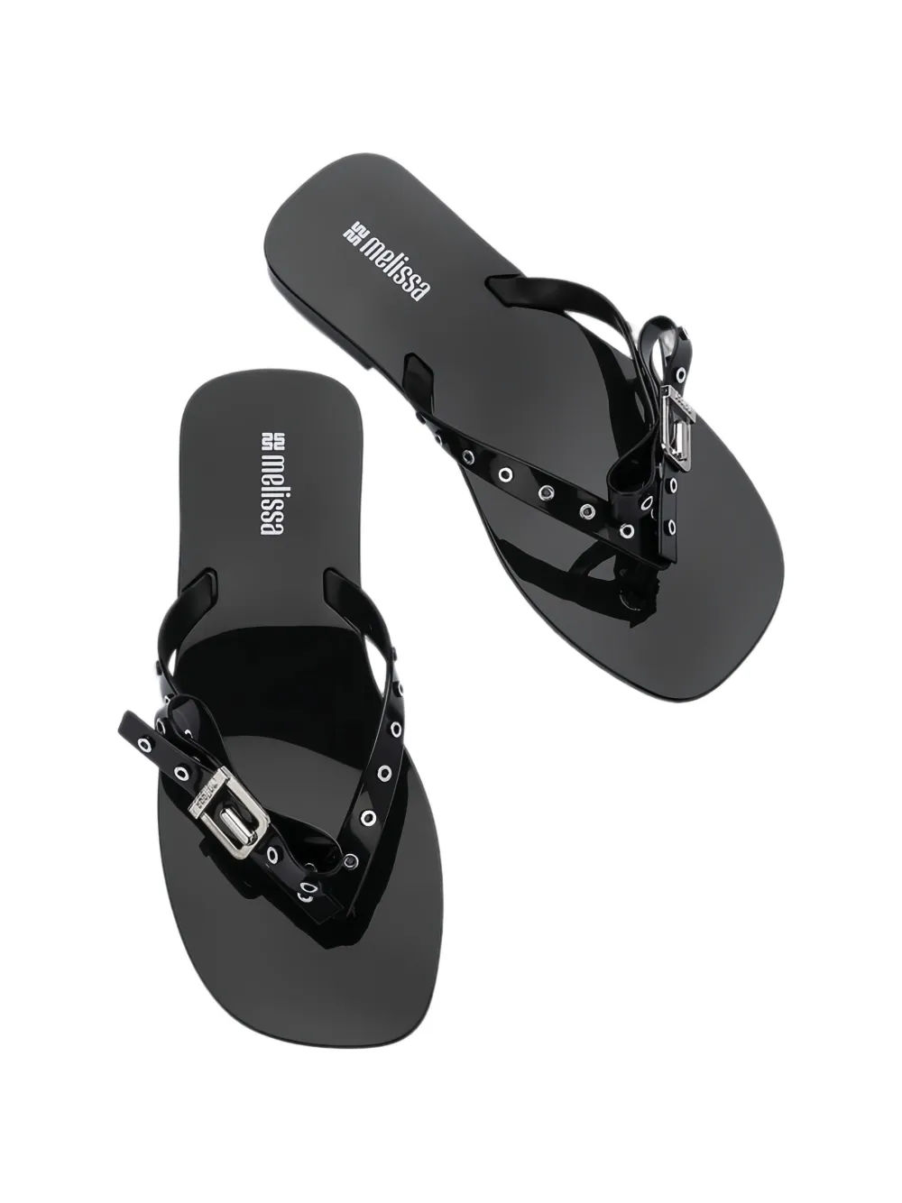 Melissa Harmonic Squared bow-detail flip-flops Zwart