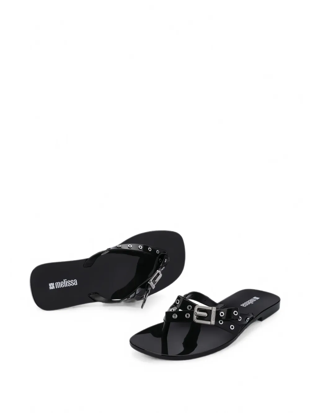 Melissa Harmonic Squared bow-detail flip-flops Zwart