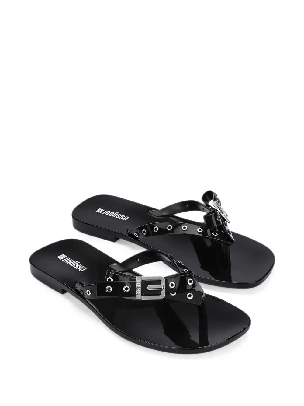 Melissa Harmonic Squared bow-detail flip-flops Zwart