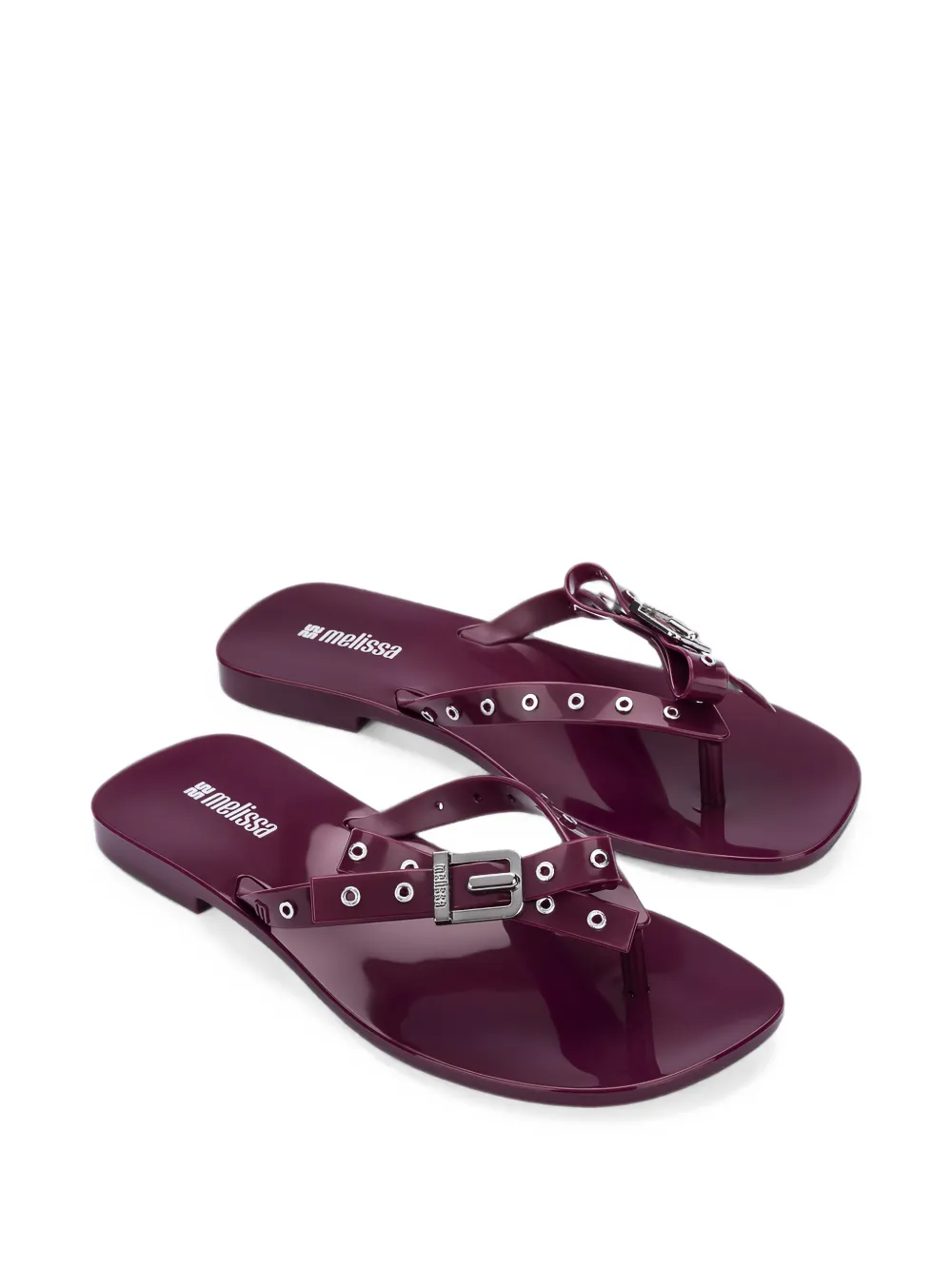Melissa Harmonic Squared eyelet-embellished flip-flops Paars