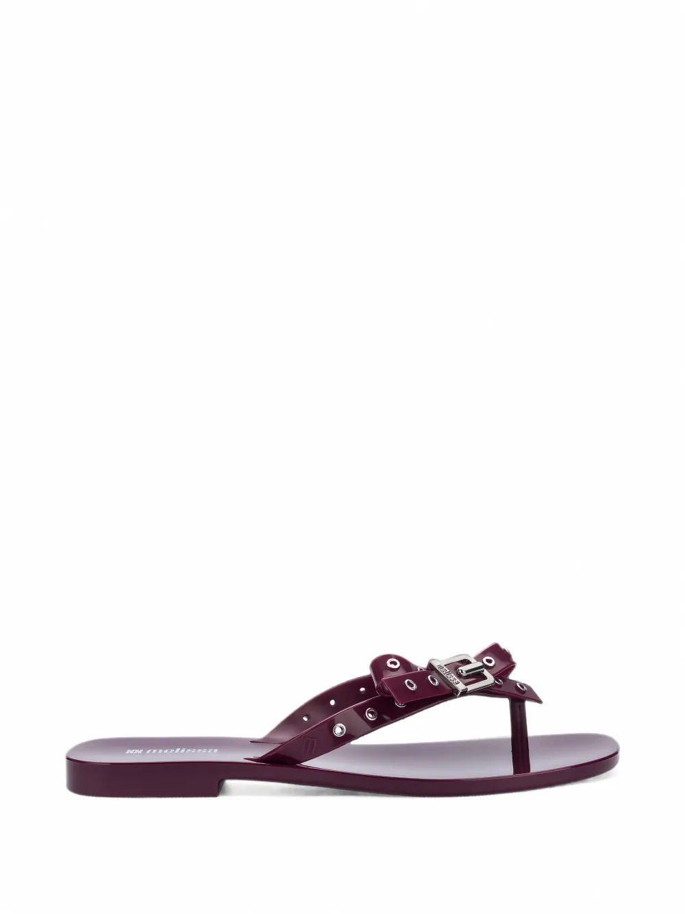 Melissa Harmonic Squared eyelet-embellished flip-flops Paars