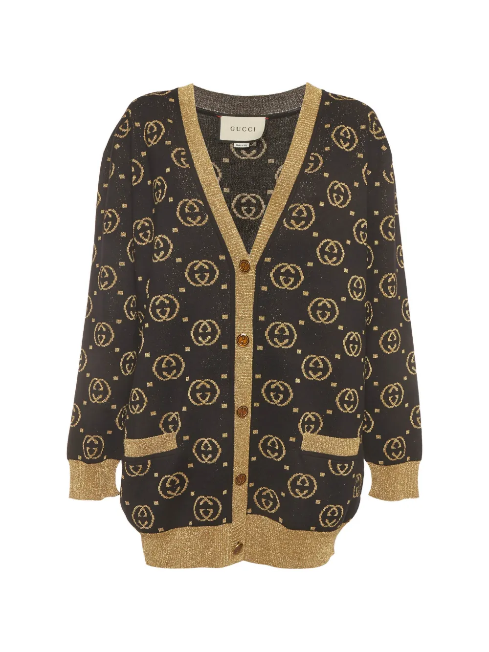 Gucci Pre-Owned monogram-jacquard buttoned cardigan - Nero