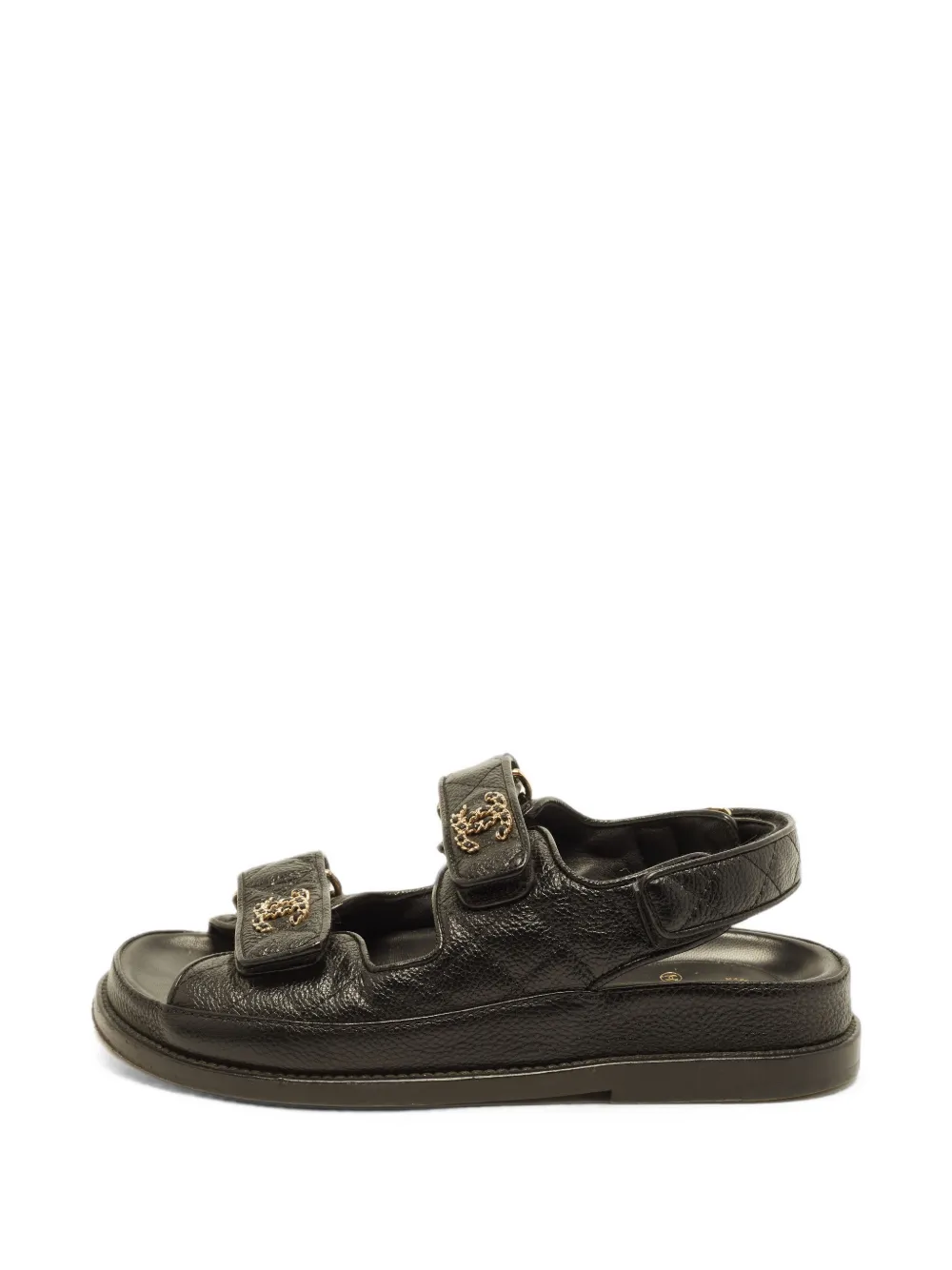 CHANEL Pre-Owned sandales matelassées à attache scratch CC Dad - Noir