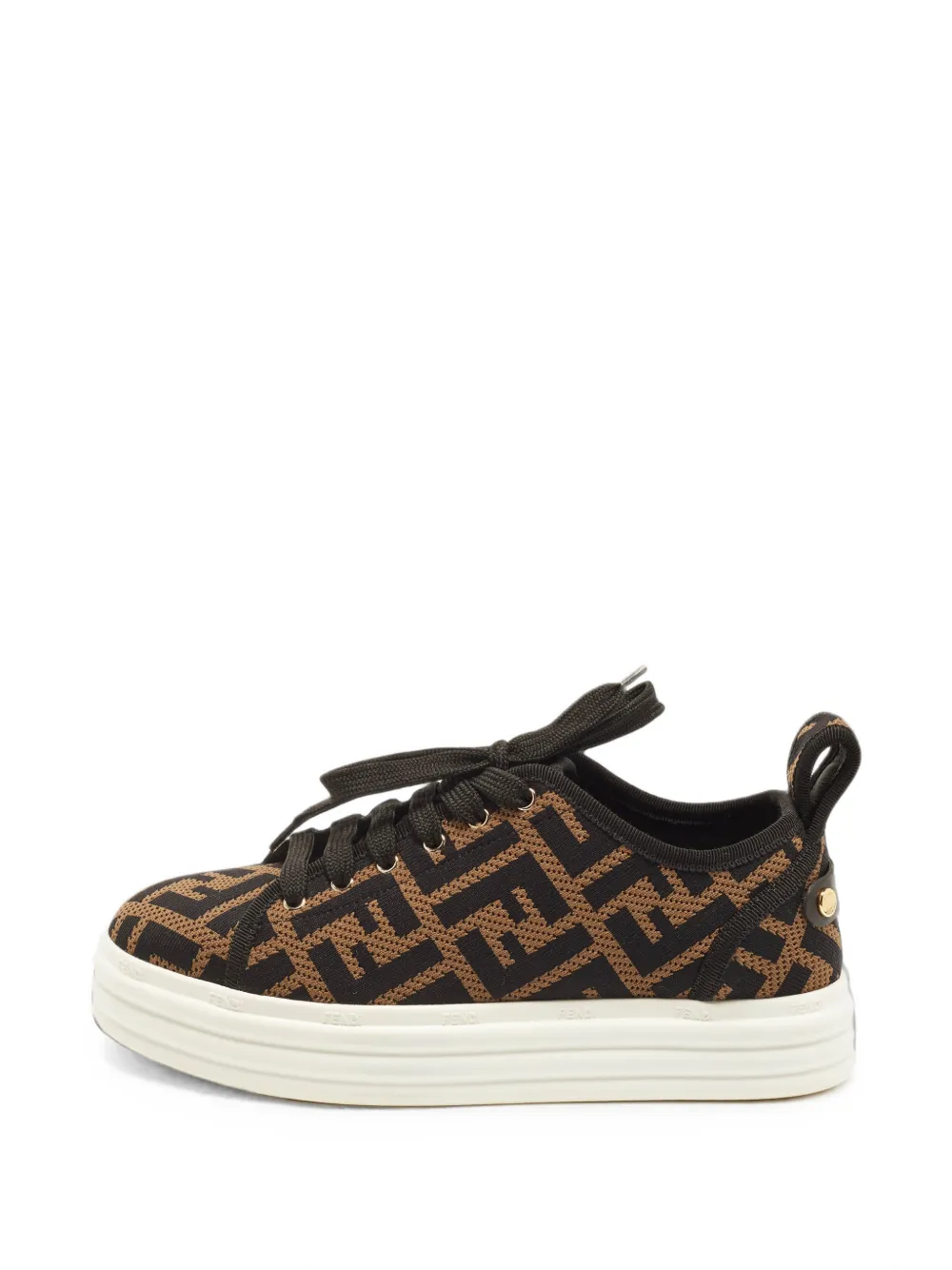 Fendi Pre-Owned Zucca-monogram lace-up sneakers - Braun