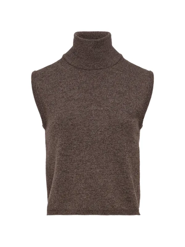 Magda Butrym Roll-neck Sleeveless Top in Brown