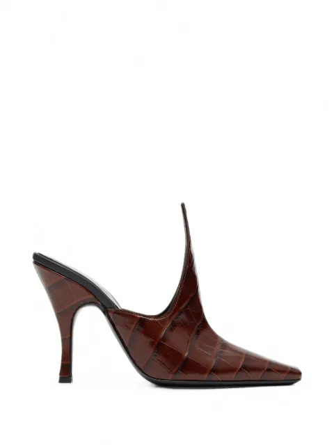 Alaïa crocodile-effect pointed-toe mules