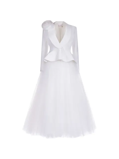 ARAFTU vestido con peplum y aplique floral