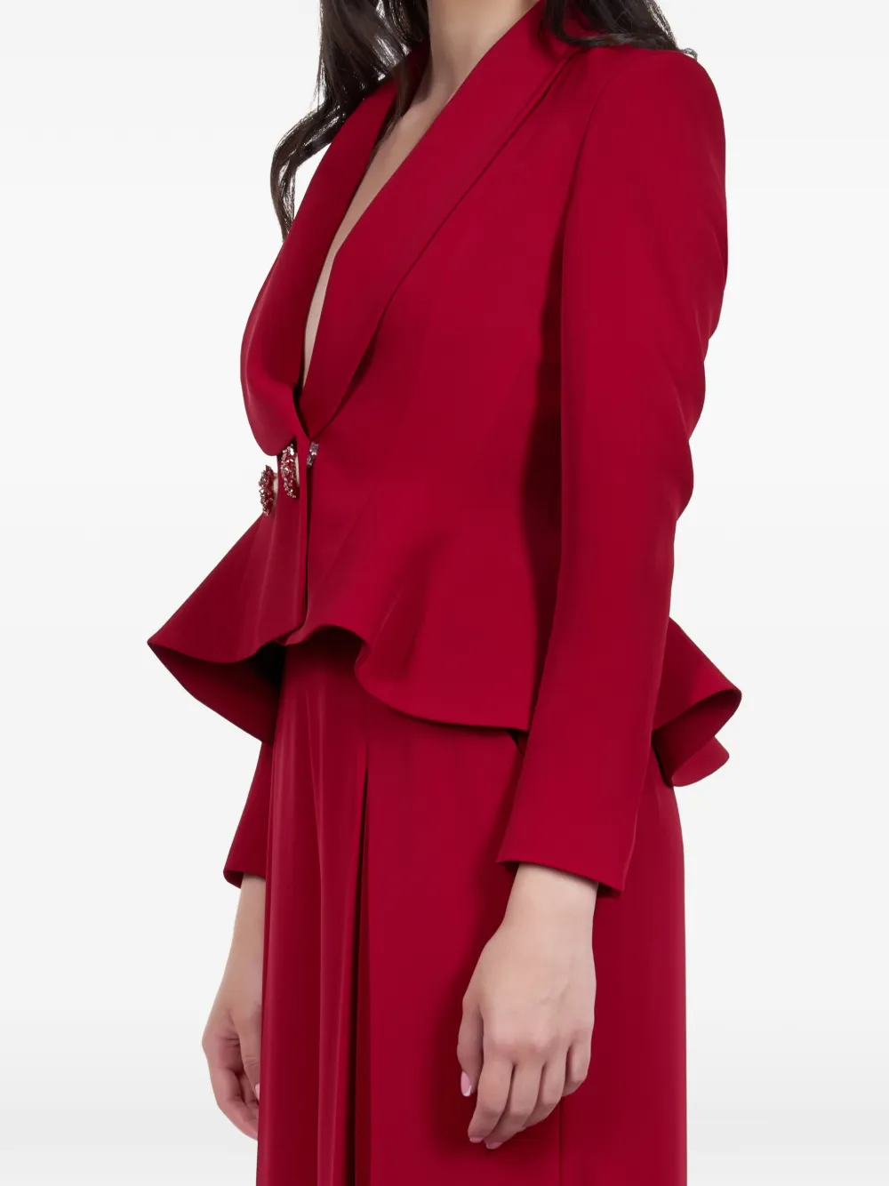 ARAFTU peplum shawl-lapel jumpsuit - Rosso