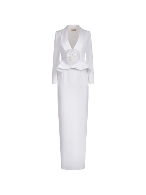 ARAFTU floral-applique peplum maxi dress