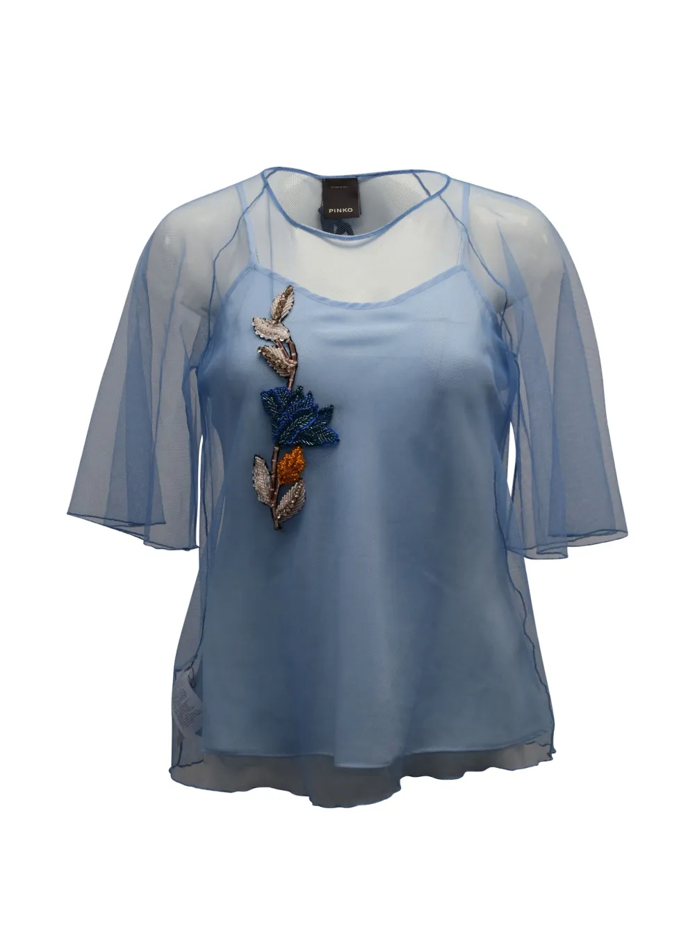PINKO floral beaded blouse - Blau