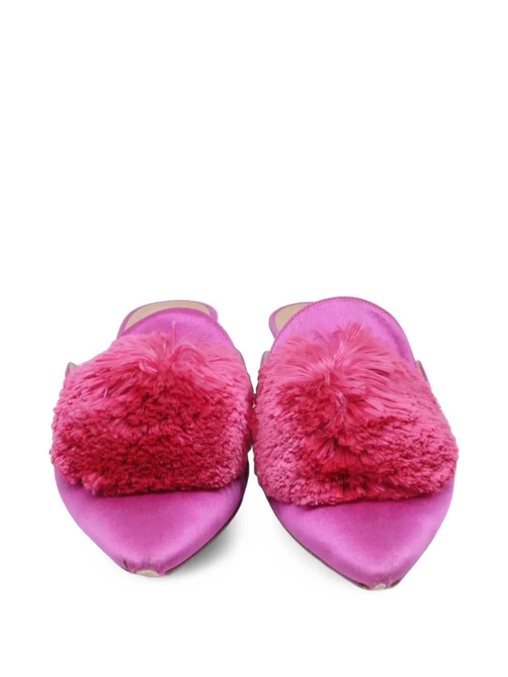 Aquazzura Powder Puff pompom-embellished mules - Rosa