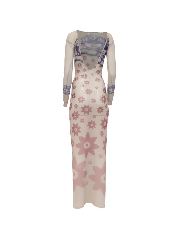 House Of Aama La Sirene Bodycon Maxi Dress | Neutrals