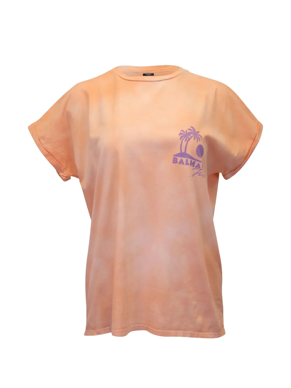 Balmain Pre-Owned tie-dye logo-print T-shirt - Orange