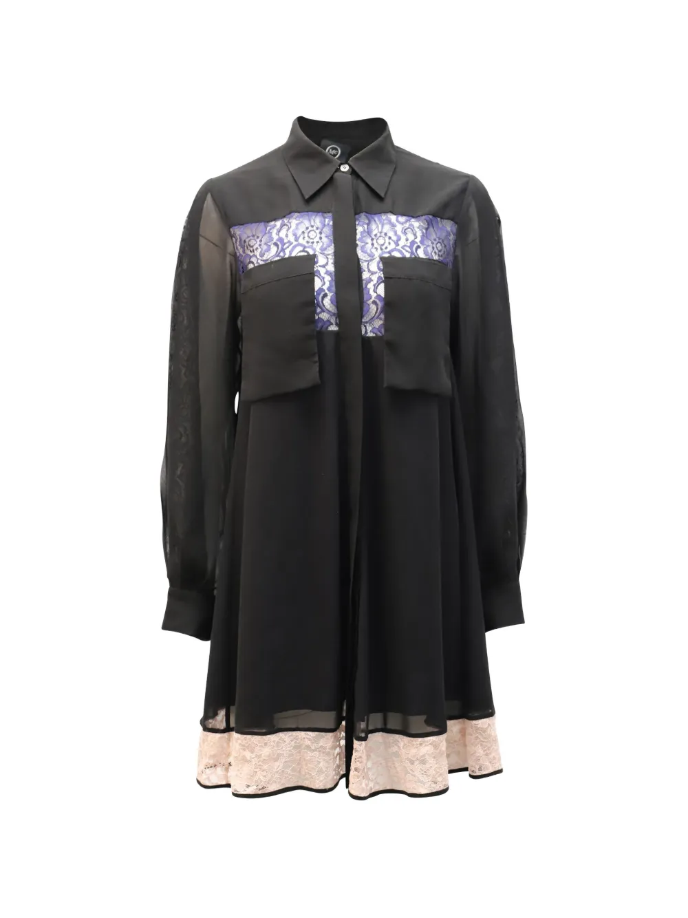 Alexander McQueen Pre-Owned Ausgestelltes Hemdkleid mit Spitzenbesatz - Schwarz