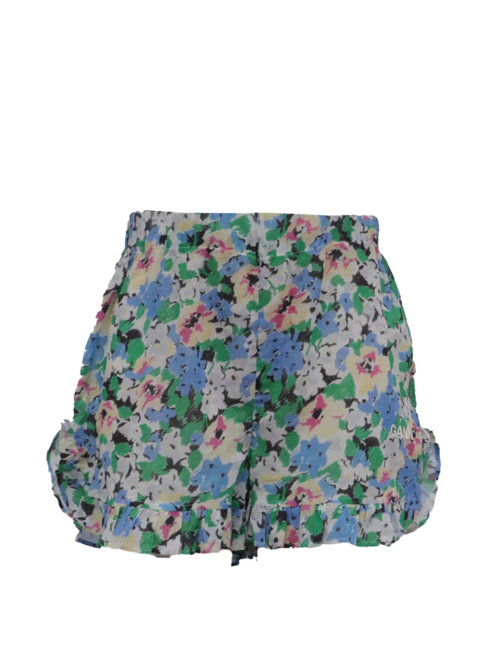 GANNI ruffle-trim shorts - Bianco