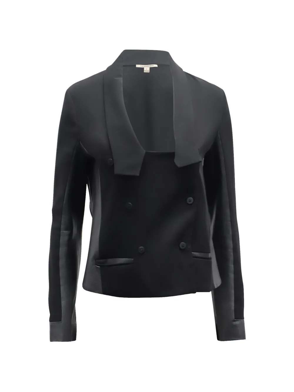 Diane Von Furstenberg Vintage blazer à boutonnière croisée bordée de cuir - Noir Diane Von Furstenberg Vintage blazer à boutonnière croisée bordée de cuir - Noir