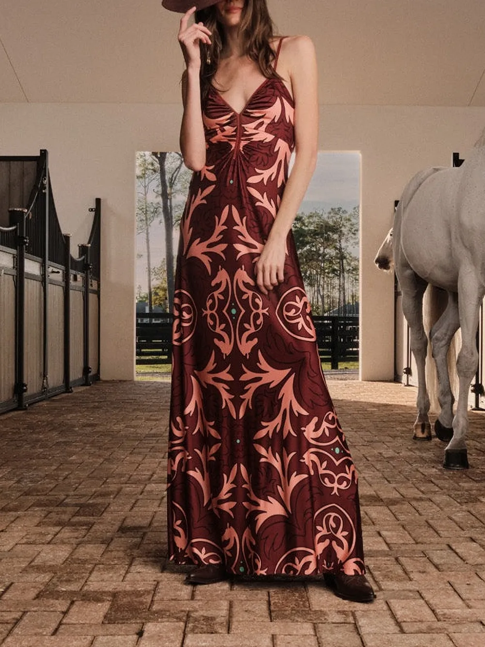 Johanna Ortiz Nuestra Tierra maxi-jurk Rood