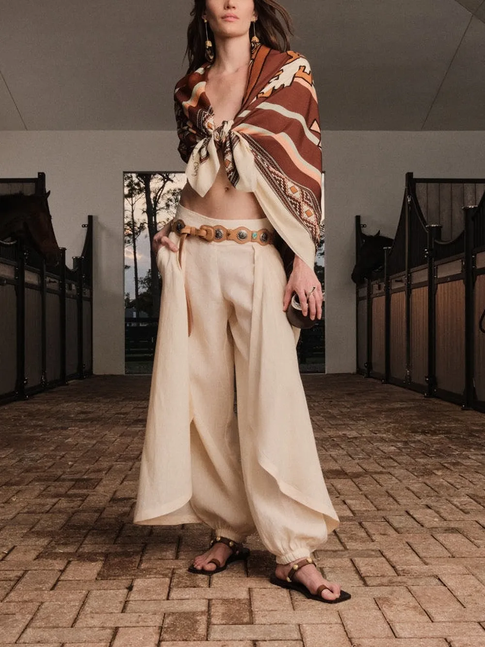 Johanna Ortiz Heat Echo gedrapeerde broek Beige