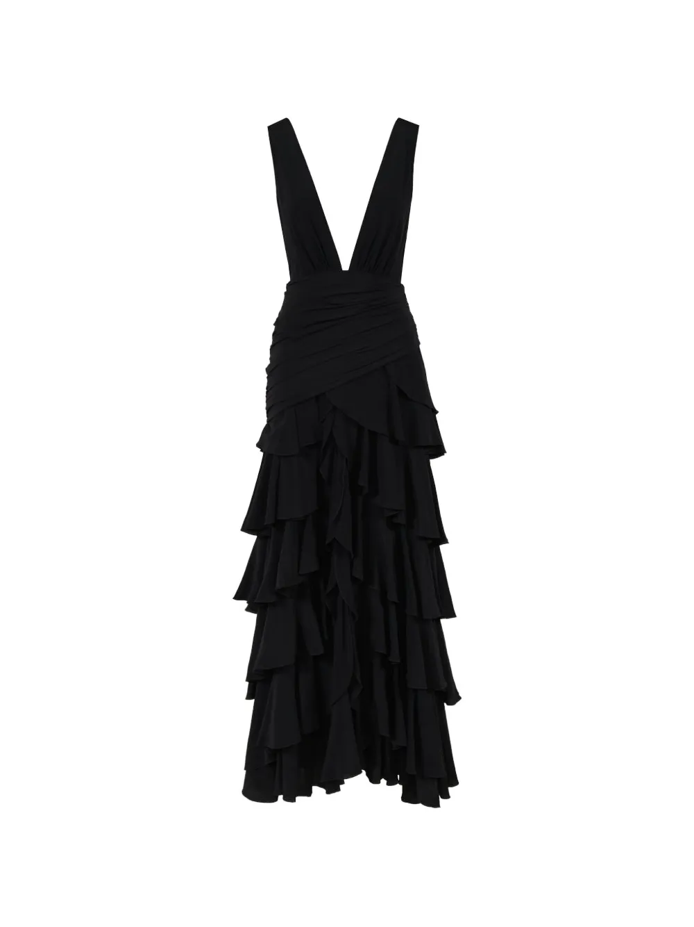Johanna Ortiz A Map Of Gentle Winds ruffled tiered maxi dress - Nero