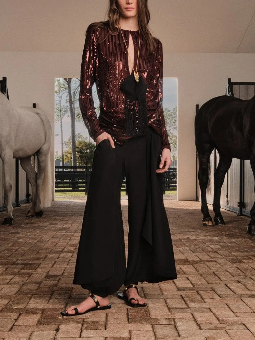 Johanna Ortiz Heat Echo gedrapeerde broek Zwart