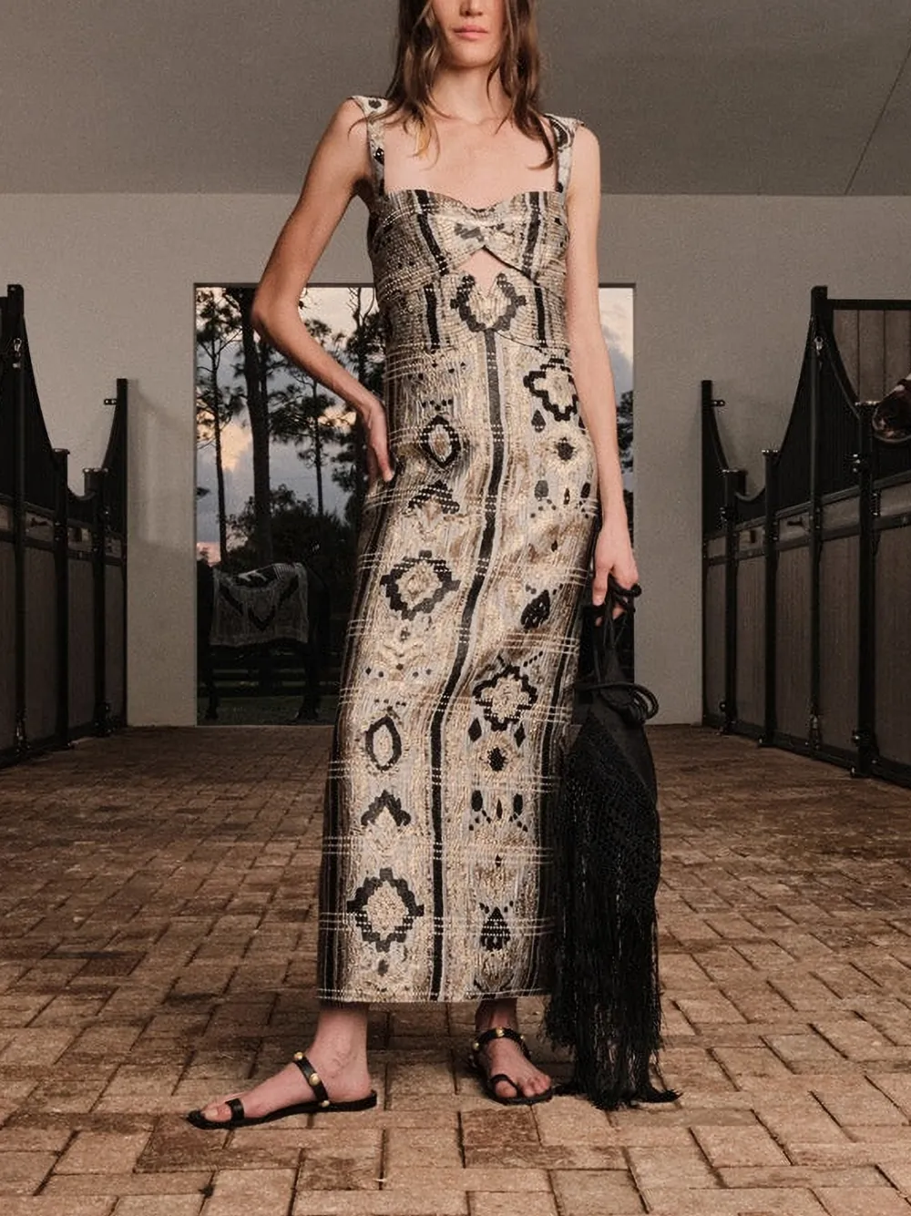 Johanna Ortiz Tropicana maxi-dress Beige