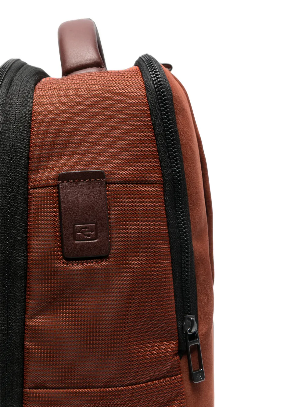 PIQUADRO suede-panelled logo-plaque backpack Bruin